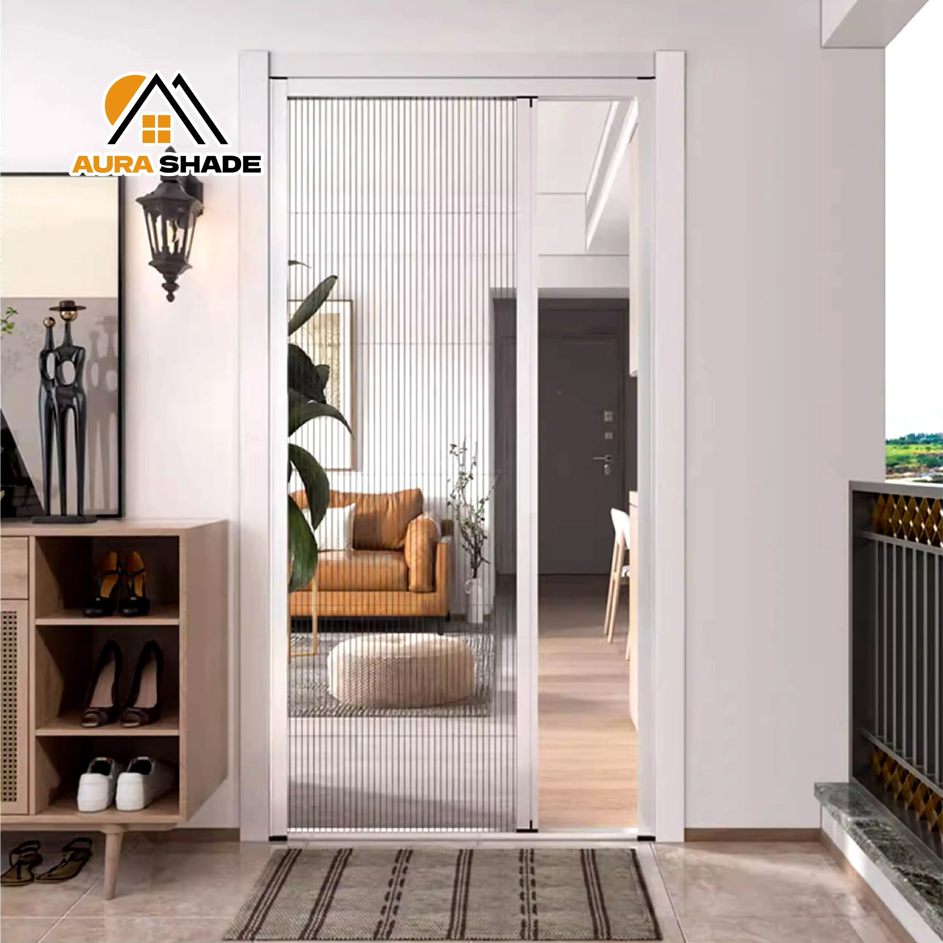 Polyester BlindsShades Shutters Factory Insect Net Flexible Partition Door Chain Detachable Retractable Door for Parlor-Built-in