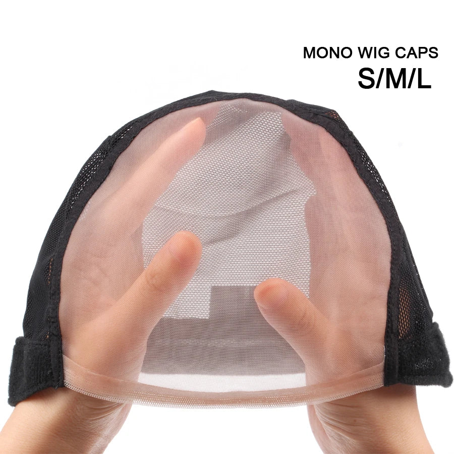 Double Monofilament Closure U Part Frontal Mono Lace Net Ventilated Wig Making Caps with Adjustable Strap