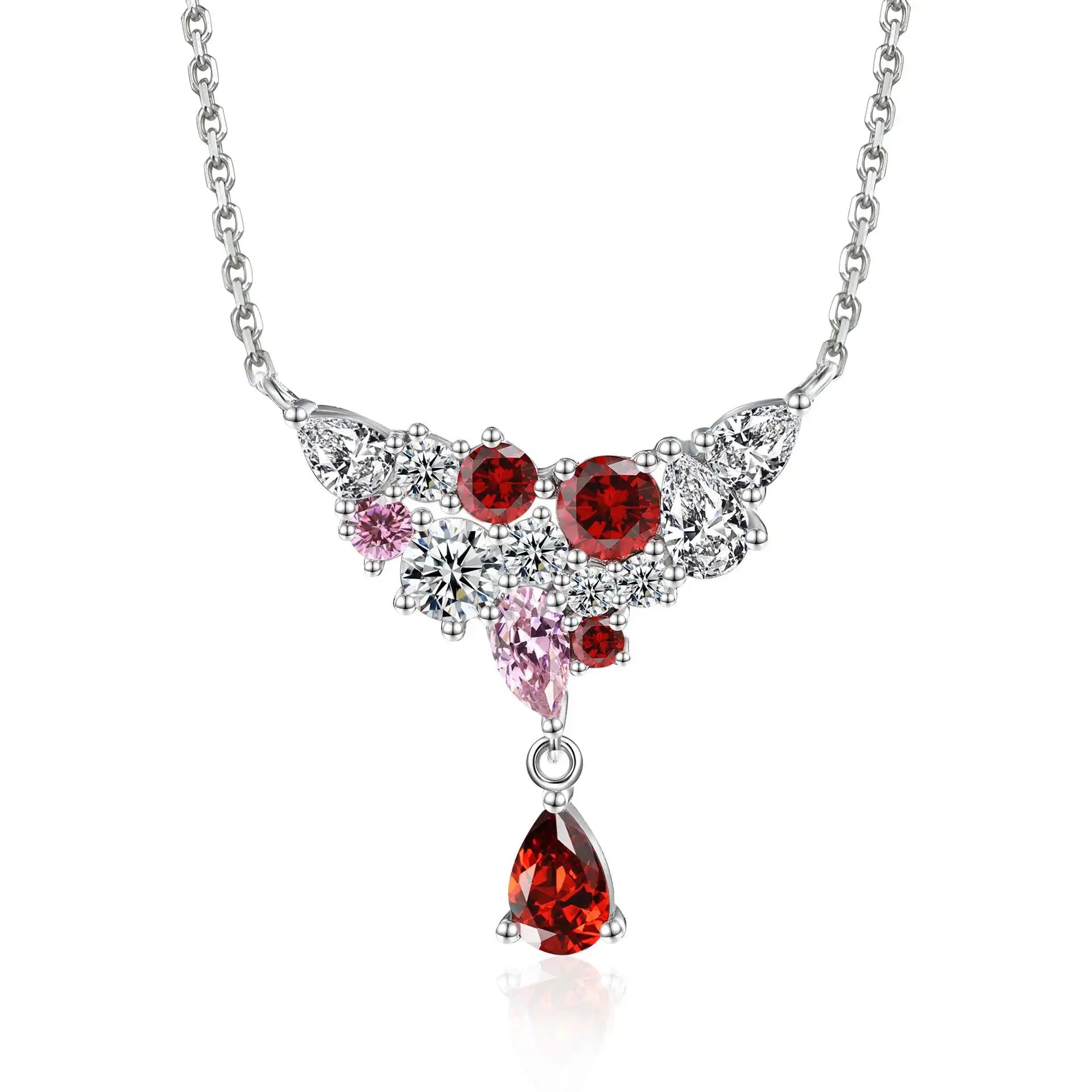Trendy Pear CZ Fashion Jewelry 925 Sterling Silver Diamond Necklace for Women