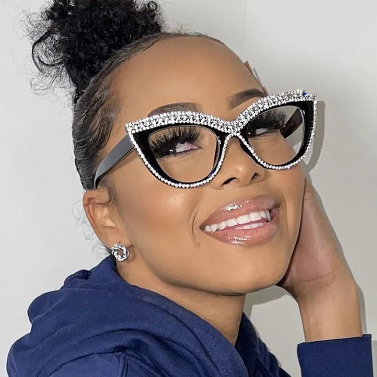 Custom logo Cat Eye Diamond Anti Blue Eyeglasses Blue Light Blocking 2023 New Fashion Glasses Frame Sunglasses Eyewear Trendy