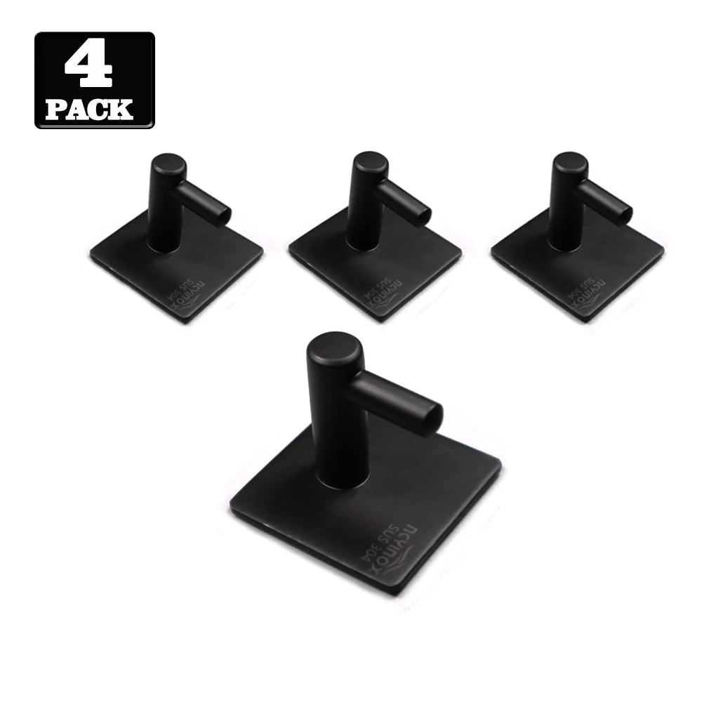 2024 Hot Sale SS304 316 Stainless Steel Towel Hook Bathroom Wall Mounted Towel Hook Black Self Adhesive Wall Hooks
