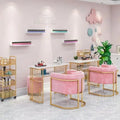 Pink Double Nail Desk Manicure Table With Chair for Beauty Salon Furniture