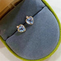 2026 Fashion Women Sterling Silver Blue Topaz Zircon Stud Earrings