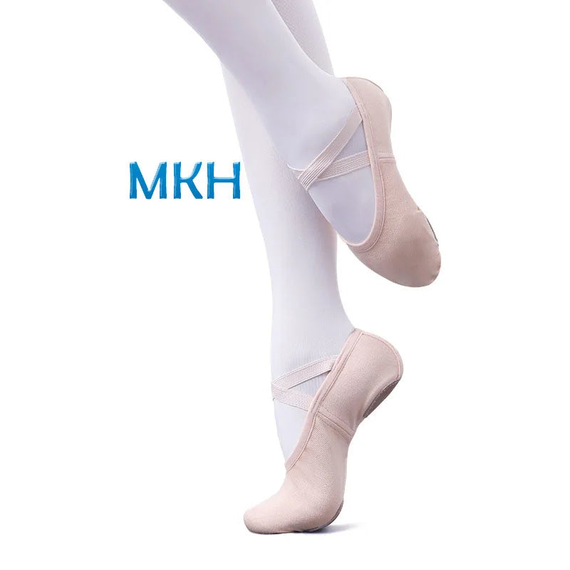Girls Ballet Shoes Stretch Canvas Dance Slippers