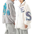 OEM Service Premium Custom Winter Warm Casual Wool Embroidery Letter Elasticated Hem Jacket With Zipper for Men