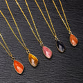 Fashion Jewelry Factory Gold Plated Stainless Steel Chain Natural Crystal Tiger Eye Horse Eye Irregular Pendant Necklace