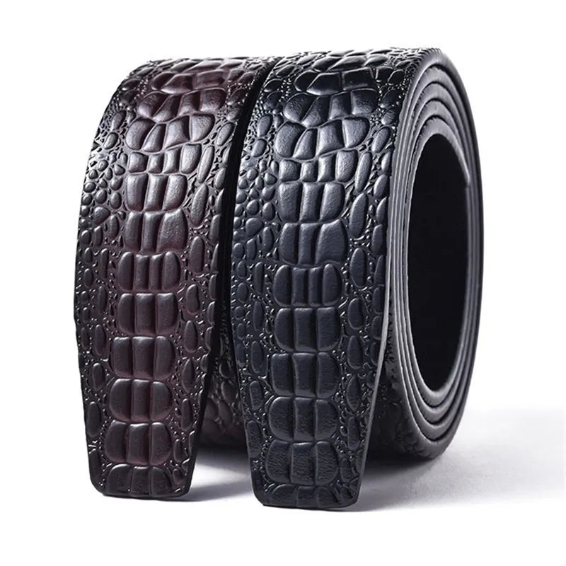 LQbelt Cowhide Genuine Leather Belt Strap Men's Automatic Buckle Belt Without Buckles Ratchet Ribbon Factory