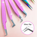 Wholesale Custom 90 Degrees Lash Extension Tweezers Stainless Steel Fiber Tip Volume Tweezers in Silver Black Plastic Colors