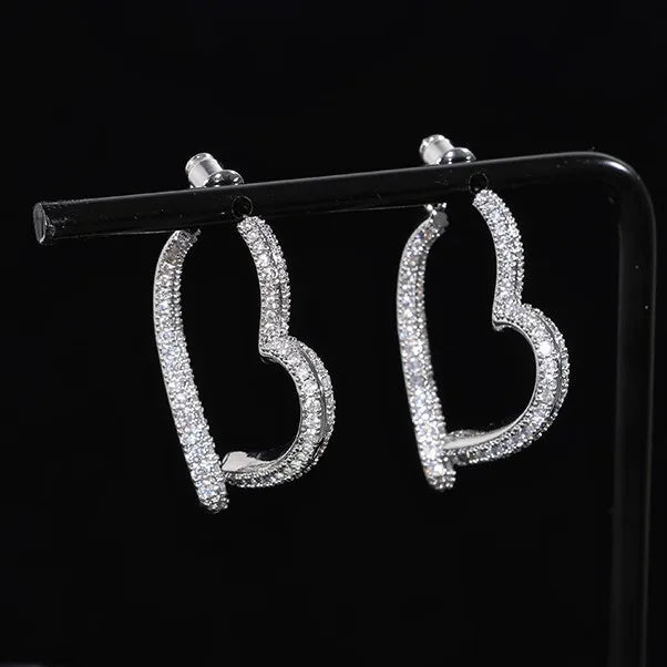 Silver Needle Zircon Heart Earrings South Korean Simple Fashion Premium Earrings Temperament Earrings Wholesale Girl