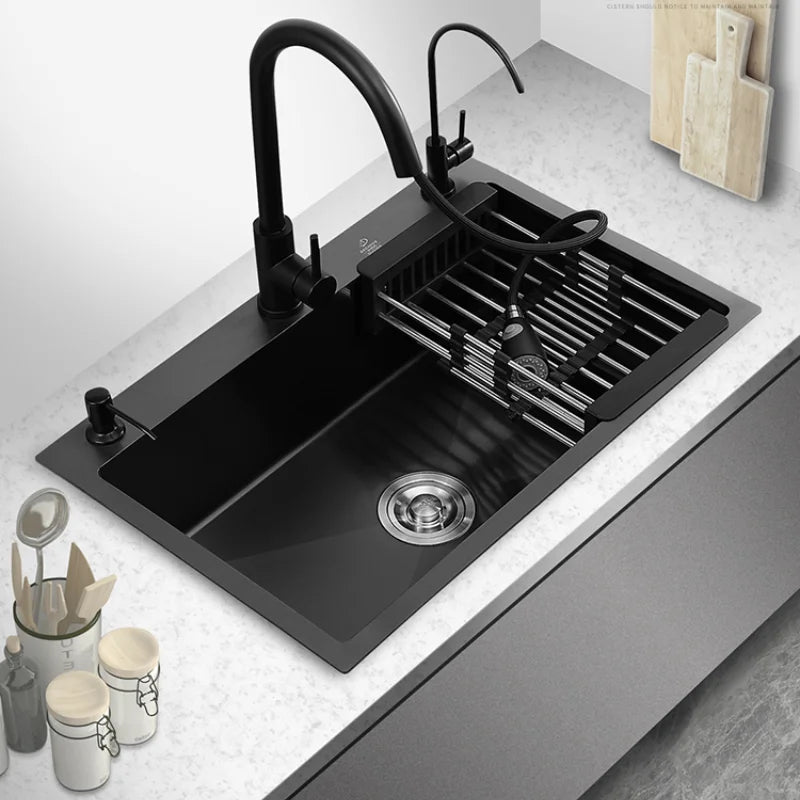 304 Stainless Steel Under the Installation of Large Single tank Thickened Double Hole Manual Kitchen Sink