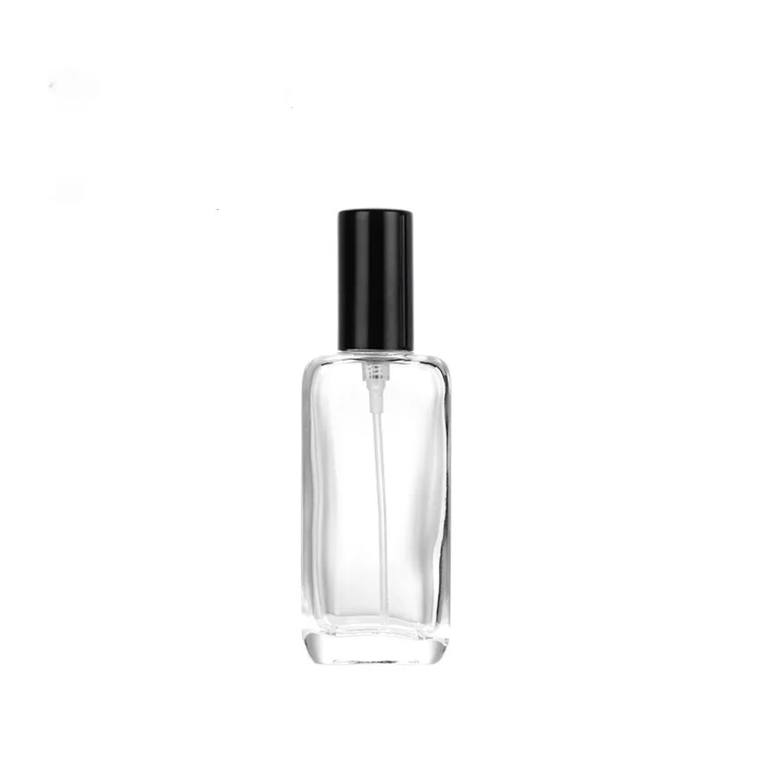 Best Sale Luxury New Design Clear Glass Perfume Bottle Tall Large 25ml 50ml 100ml Screen Printing Pump Sprayer Square Box 100pcs