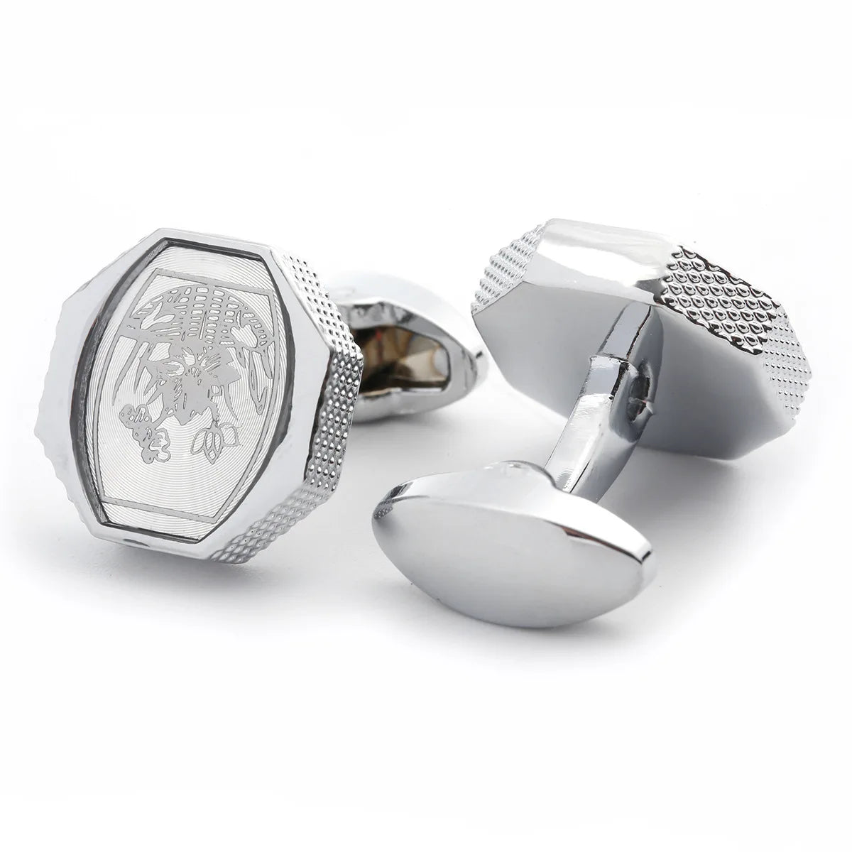 Luxury Copper Inlaid Pattern Cufflinks Silver Plated French Style Suits Cufflinks