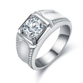 925 Sterling Silver Moissanite Art Deco Ring 2 Carat Moissanite Round Solitaire Ring Bespoke Men's Rings