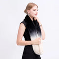MWFur Fashion Rex Fur Scarf Hand Knit Thickness Quality Gradient Color Woman Fur Ring Style Scarves Infinite Ring Scarf