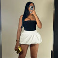 Ladies Skirts Summer 2024 Sexy Women Bubble Mini Skirt High Waist Short Skirt White