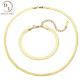 Tarnish Free 18K Gold Plated Herryingbone Chain Necklace Stainless Steel Flat Snake Chain Choker Necklace