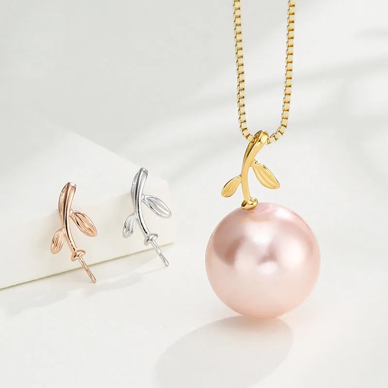 New Fashion S925 Sterling Silver Leaf Pendant Pins for Necklace Jewelry Making Accessories