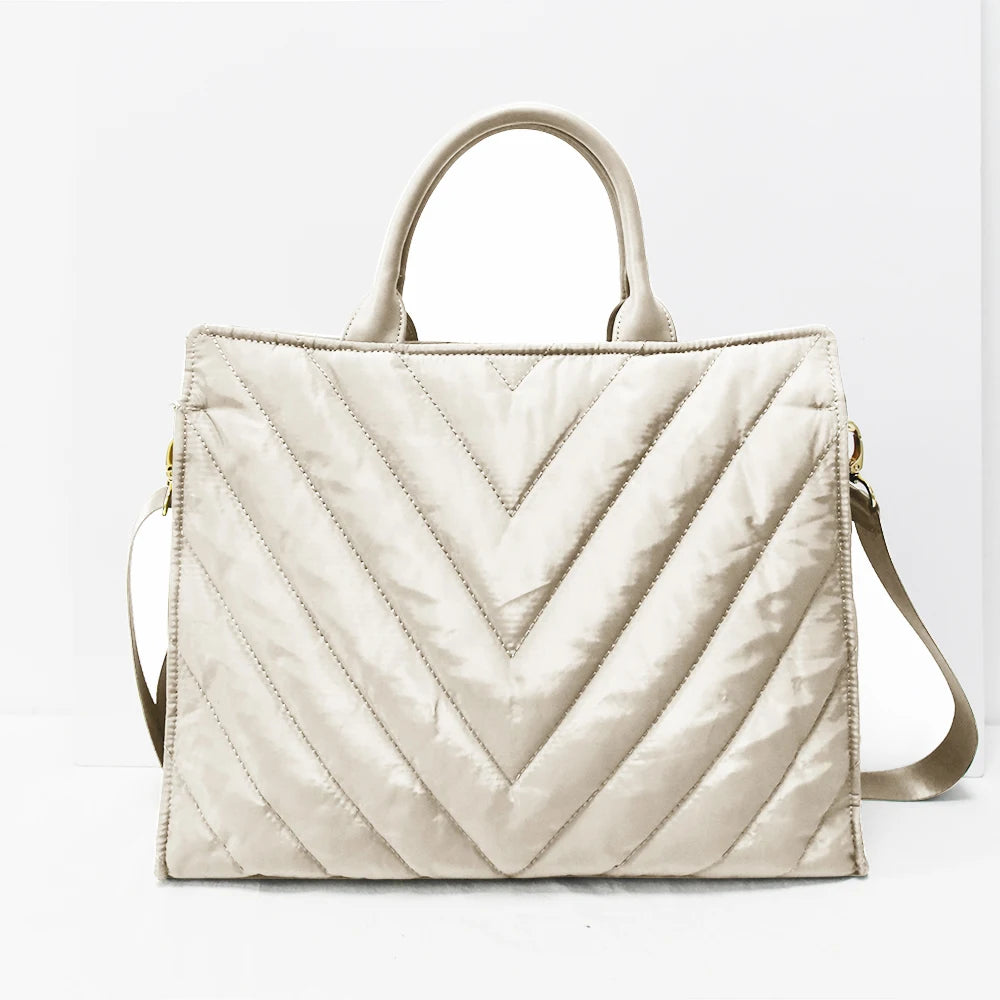 Fashion Handbags for Office Lady Puffer Computer Bag With Crossbody Strap Quilted Puffy Bags for Women