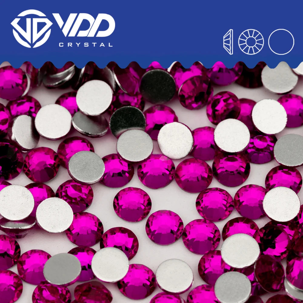 VDD 128 Berry Rose SS4-SS50 New Color Glass Rhinestones Crystal Flatback Color Stone for DIY Decoration Nail Art Accessories MegaBDM