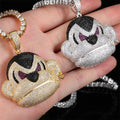 Hip Hop Big Mouth Monkey Cartoon Pendant Ice Out CZ Diamond Orangutan Twist Chain Necklace For Men