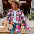 Womens Plaid Shirts Vintage Fall Flannel Jacket Fleece Blouses Wool Shacket Ladies Tops Long Sleeve Shirt