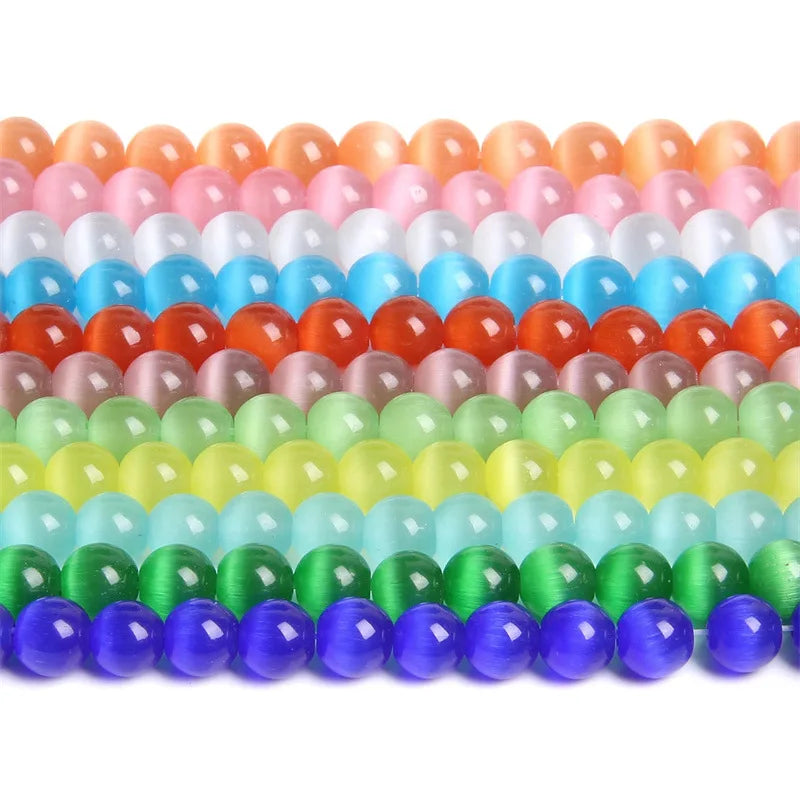 Wholesale 6-14mm Smooth Round Gemstone Loose Opal Beads Multi Color Round Cat Eye Beads for Jewelry Making