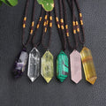 Wholesale Energy Gemstone Necklace Jewelry Real Stone Pendant Amethyst Lapis Lazuli White Quartz Two Point Crystal Pendant