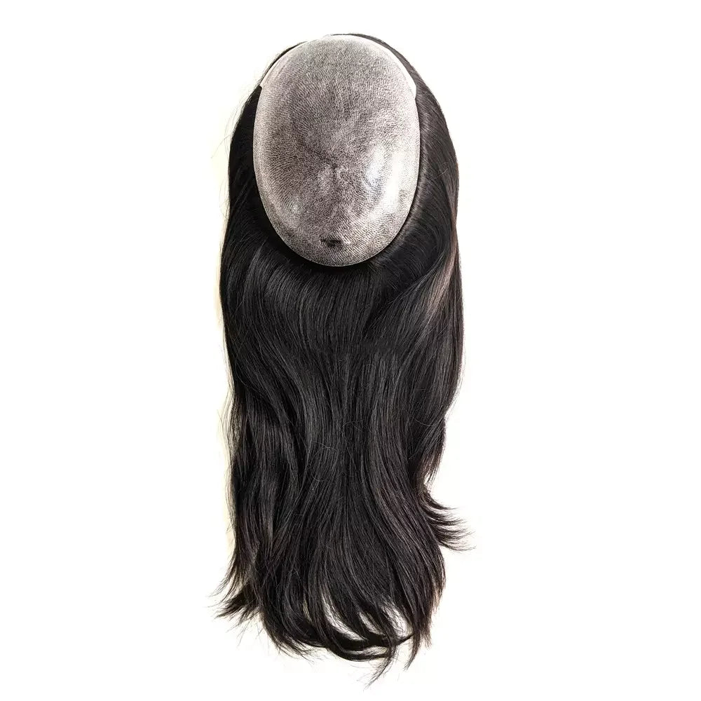 HQ Natural Hairline Skin Toupee 100% Virgin Hair Can Dye Women Toupee