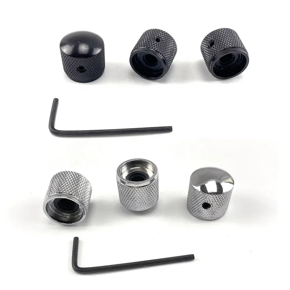 Chrome Dome Knob Volume Tone Control Guitar Knobs with Inner Hexagon Spanner for Electric Guitar Bass Screw