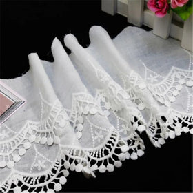 1 Yd Embroidery Floral White Cotton Lace Trim Ribbon Wedding Fabric Sewing Craft Accessories