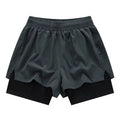 Men's 2-in-1 Casual Breathable Polyester Gym Athletic Shorts 5\" Lightweight Workout Shorts Zipper Pockets Solid Training Short