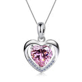 Wholesale Pink Crystal Necklace 925 Sterling Silver Heart Pendant Necklaces