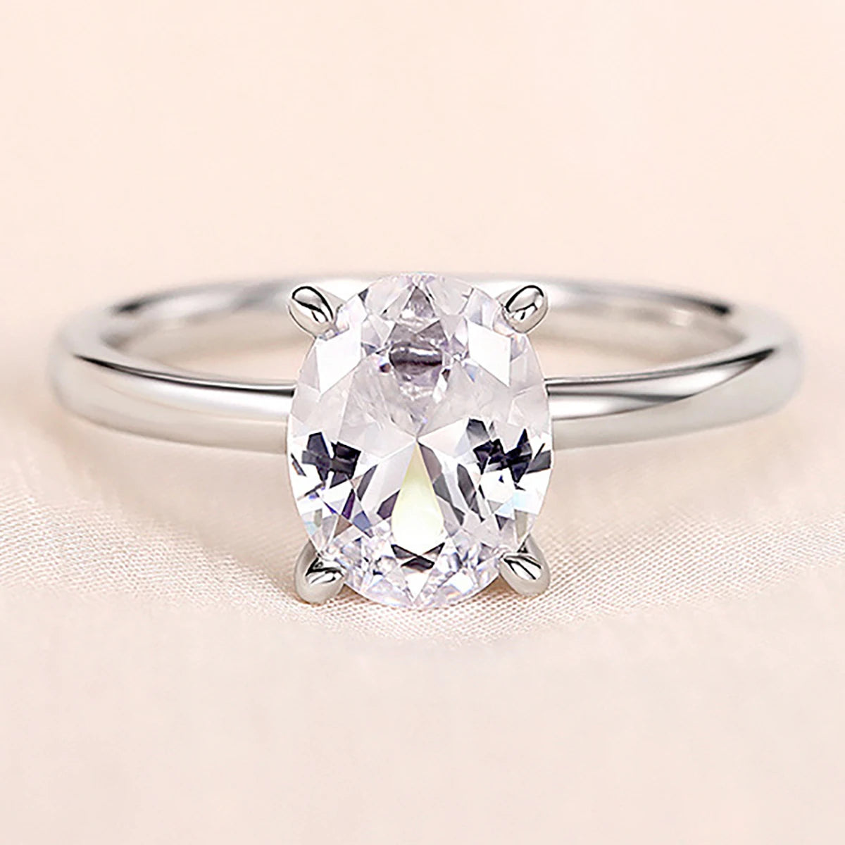 CAOSHI Women's Fashion Jewelry Rings for Simple Oval Shaped 3A Zircon Women Wedding Silver/Gold/Rose Gold Plated Finger Rings