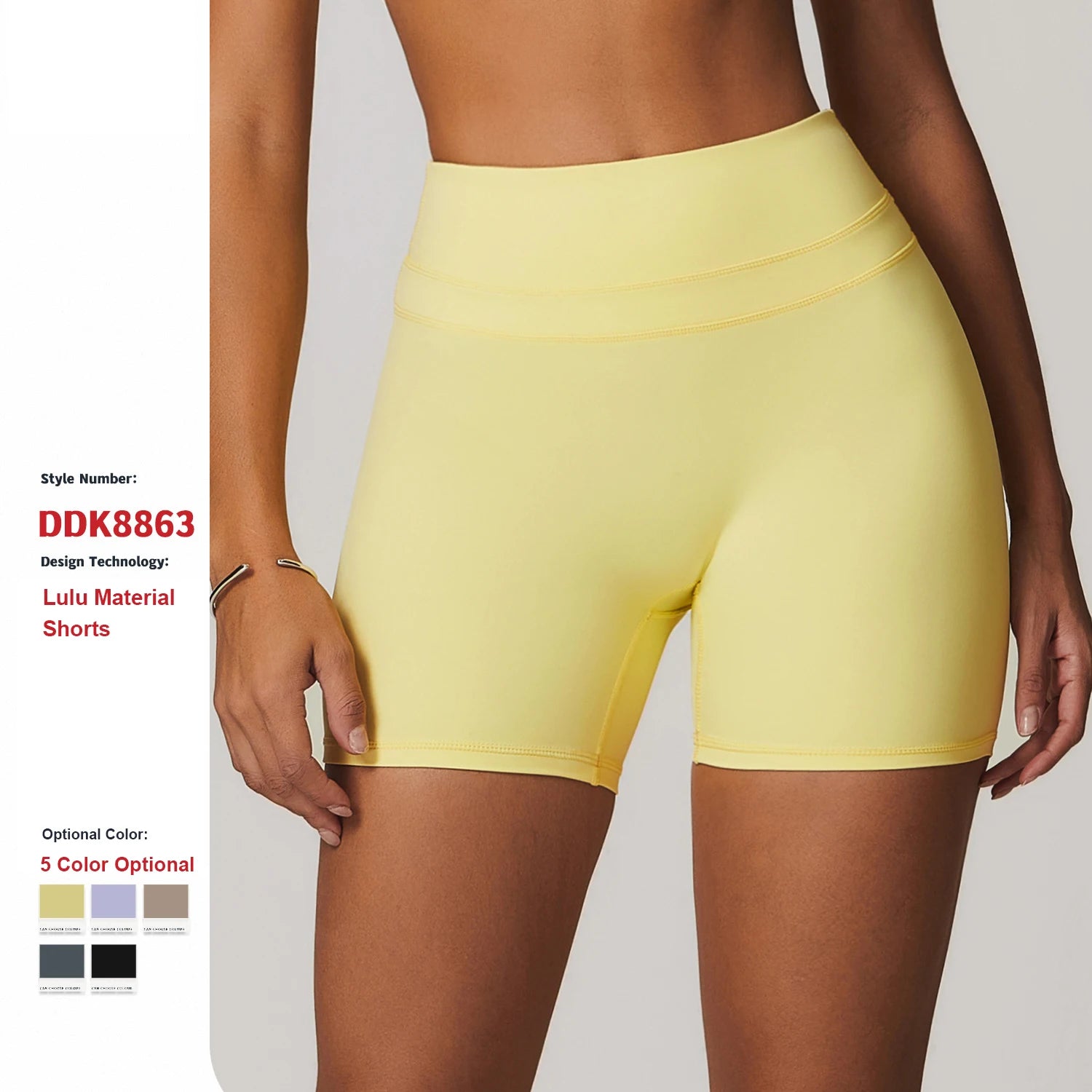 Custom  High Elastic Tight Quick Drying Yoga Shorts High Waist Scrunch Butt Lifting Running Fitness Sports Yoga Shorts for Women