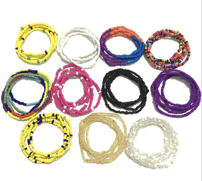 Summer Waist Bead Chains Colorful Waist Belly Beads African Cotton StringBody Chains Bikini Jewelry for Women and Girls Jewelry