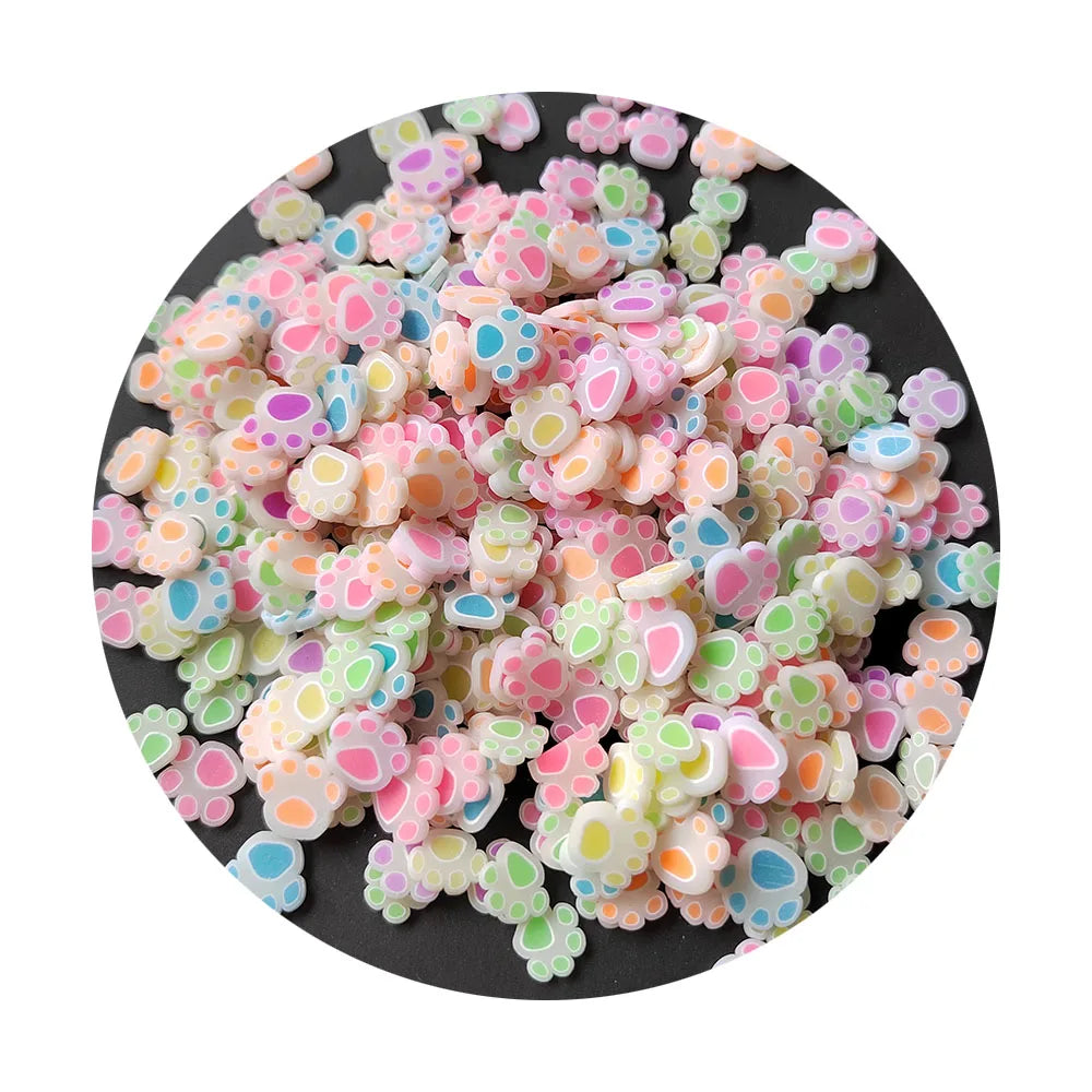 Coloful Cute Cat Paw Slices Hot Polymer Clay 1kg/bag Nail Art Slime Crafting Supplies
