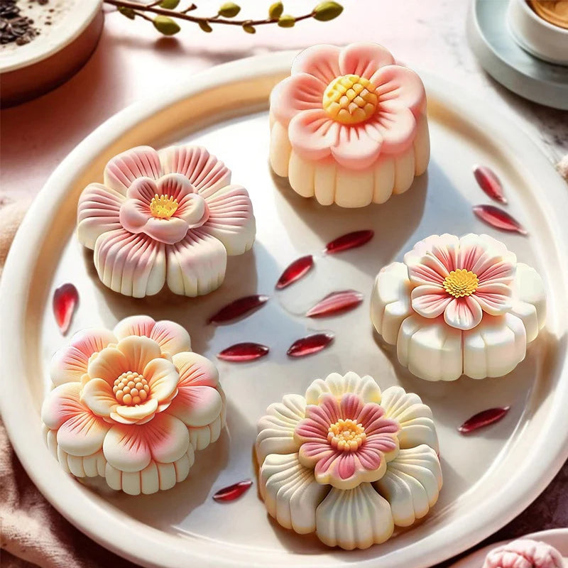 Early Riser Peach Blossom Shape Cake Muffin Mooncake Silicone Molds Silicone Mold Moon Cake for Chocolate Candy Making Mould