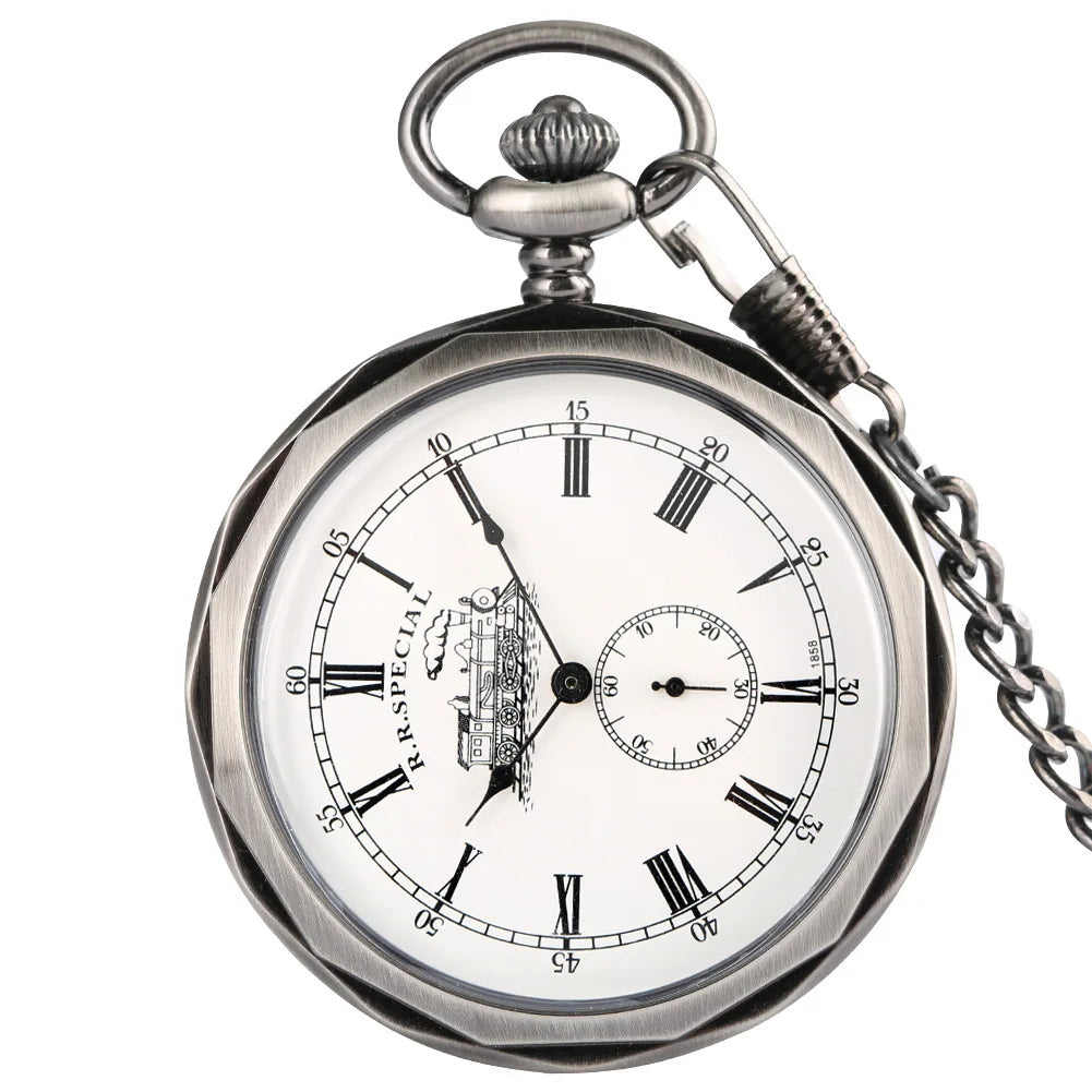 Roman Pocket Watch Manual Train Mechanical Pocket Watches