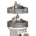Wall Mounted Modern Iron Hanging Shower Rack Shelf Corner Bathroom Organizer Storage Basket Space Saving