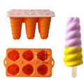 2024 New Non-Slip Handle 6 Grid DIY Easy Release Food Grade Silicone Popsicle Molds  Homemade Ice Cream Molds With Lid