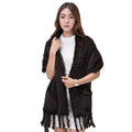 MWFur Fashion Mink Haur Warm Scarf  for Lady Winter Season Street Fashion Mink Fur Scarf Women Knitted Fur Shawl With Pocket