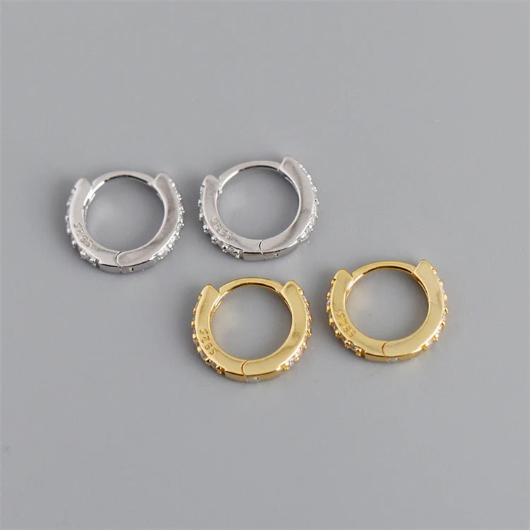 Geometric Round Circle Zircon Simple Hoop Earrings 18k Gold 925 Sterling Silver Fashion Huggie Hoop Earrings