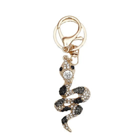 Wholesale Glitter Crystal Snake Keychain 3D Sparkling Bag Charm Rhinestones Fashion Animal Snake Key Chains Bling Accessories