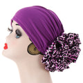 Wholesale Floral Turban Pleated Hat for Women African Ladies Turban With White Pearl Brooches Hat Scrunchies