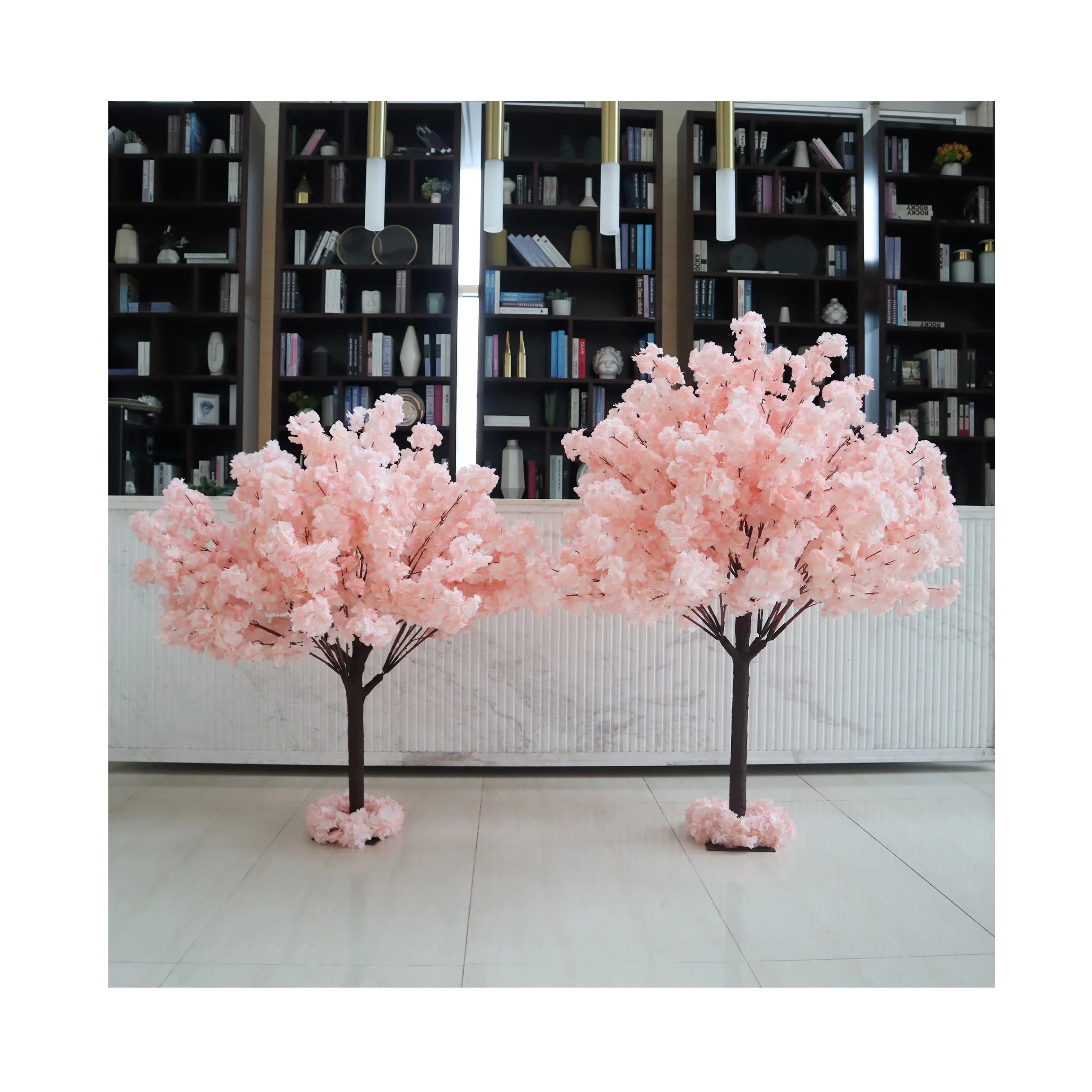 Artificial Flower Curve Cherry Tree Faux Salmon White pink Table Centerpiece Decor Cherry Blossom Tree for Wedding Table Decor