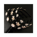 New Fashion Women Simple Bride Diamond Headbands Handmade Sweet Pearl Rhinestone Hair Hoop Headband Clover Non-Slip Hairband