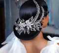 Bride Headdress Wedding Rhinestone Leaf Side Clip Handmade Pearl Hair Accessories for Weddings Clip