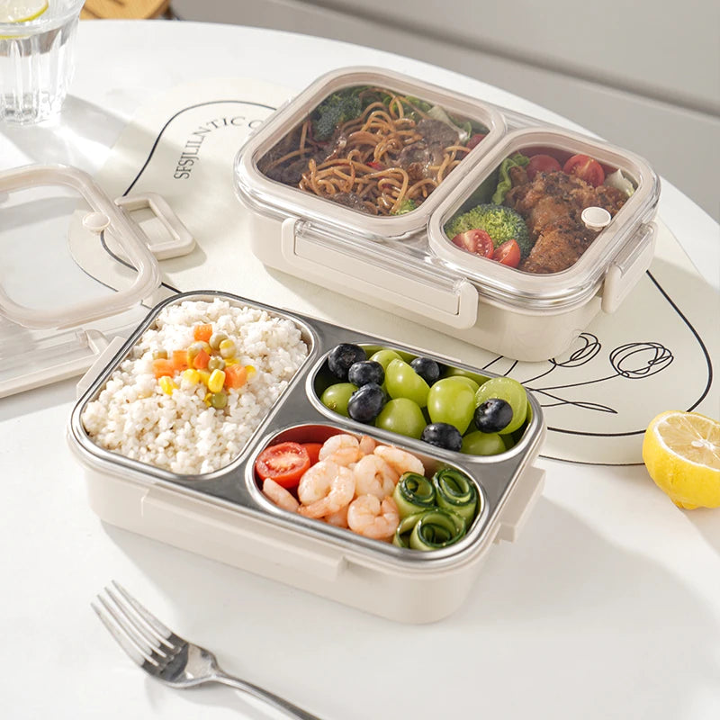 Custom Japanese Style Stainless Steel 304 Metal Good Meal Prep Food Containers Lunch Box Bento Boxes with logo 2 Compartments
