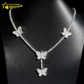 New Arrival Luxury Hip Hop Jewelry 3mm 925 Sterling Silver VVS Moissanite Diamond Iced Out Butterfly Drop Tennis Chain Necklace