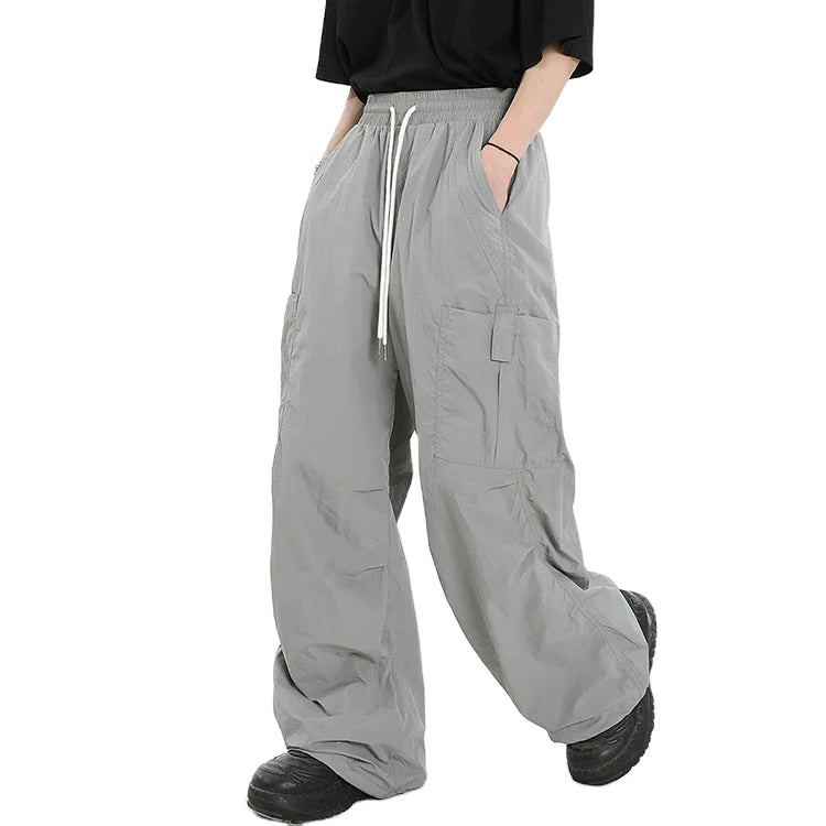 Nylon Pants Men Plus Size Custom Summer American Retro Pants Drawstring Frock Pants Casual Wear